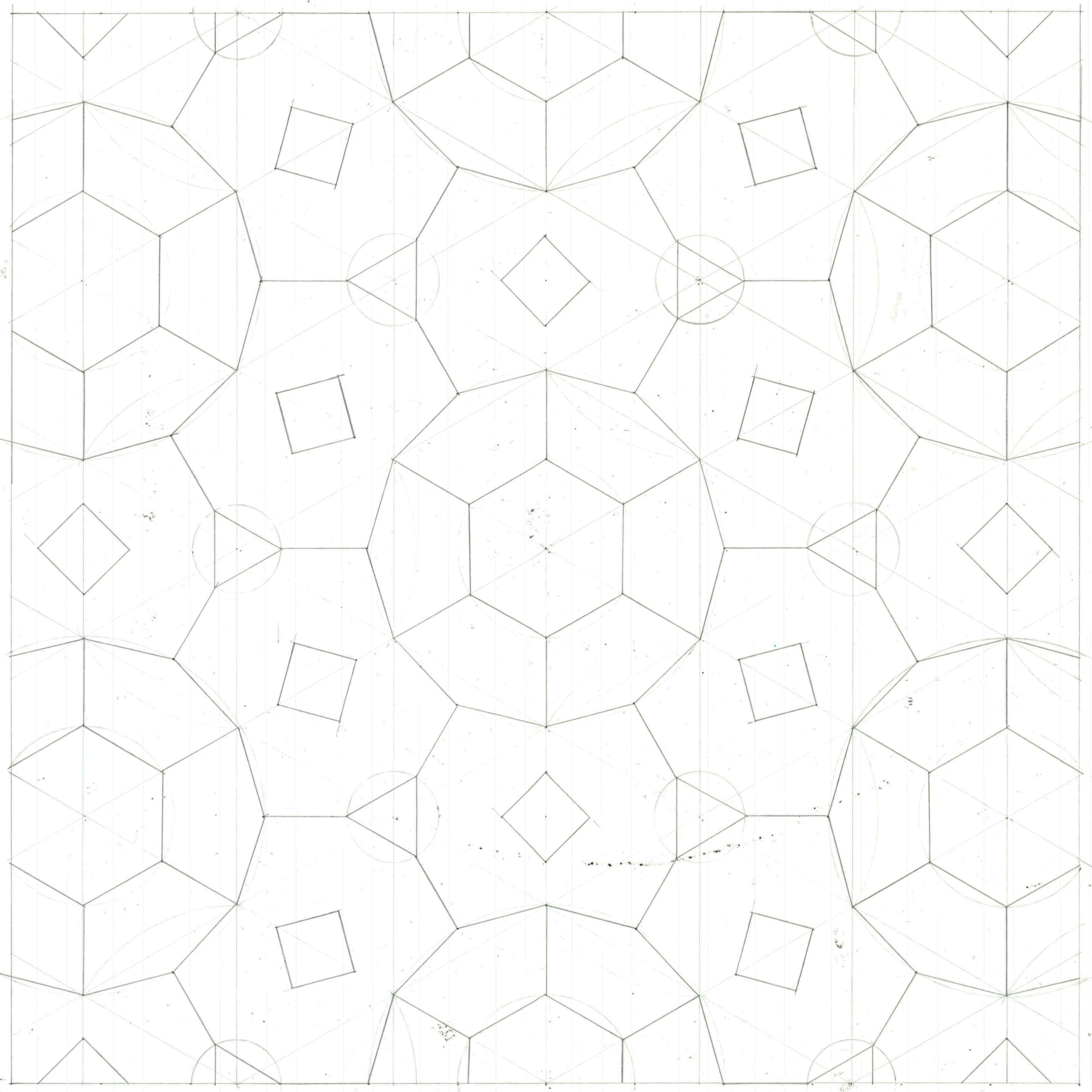 First draft pattern, hand-drawn.